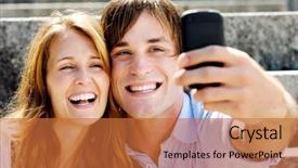  Presentation with self worth - Beautiful slides featuring couple use their phone to take a self portrait while visiting a monument on their vacation backdrop and a red colored foreground
