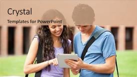  Presentation with computer infections - Theme enhanced with couple using a tablet computer background and a coral colored foreground