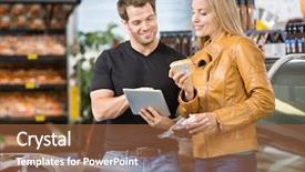  Presentation with butcher shop - Cool new presentation design with couple using digital tablet while backdrop and a tawny brown colored foreground
