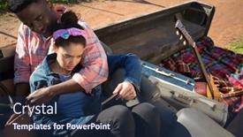  Presentation with digital car - Slide set having couple-using-digital-tablet background and a navy blue colored foreground