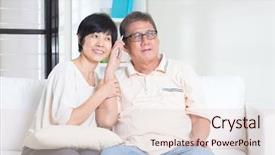  Presentation with smart home - Presentation theme having concept mature asian couple using background and a lemonade colored foreground