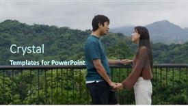  Presentation with walk - PPT theme consisting of couple-walk-in-the-garden background and a  colored foreground