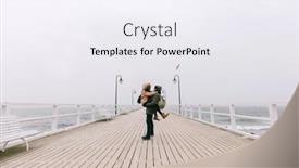  Presentation with stormy sea - Presentation design featuring couple-walk-in-winter background and a sky blue colored foreground