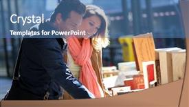  Presentation with book fair - Beautiful slide deck featuring couple walking by book fair backdrop and a teal colored foreground