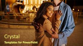  Presentation with amusement park - Presentation design consisting of couple-walking-in-night-amusement background and a tawny brown colored foreground