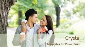  Presentation with old couple walking - PPT theme with couple walking in the park background and a cream colored foreground
