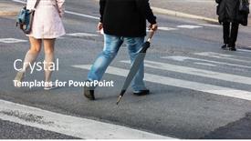  Presentation with pedestrian crossing - Cool new PPT layouts with couple-walking-on-a-pedestrian backdrop and a ocean colored foreground