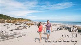  Presentation with hands holding - Colorful PPT layouts enhanced with couple-walking-on-beach-holding backdrop and a lemonade colored foreground