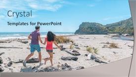  Presentation with south beach - Audience pleasing slide set consisting of couple-walking-on-beach backdrop and a arctic colored foreground