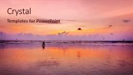  Presentation with romantic beach - Colorful PPT theme enhanced with couple walking on beach backdrop and a coral colored foreground