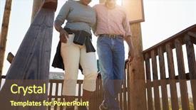  Presentation with walking together - Audience pleasing presentation theme consisting of couple walking on observation platform backdrop and a tawny brown colored foreground
