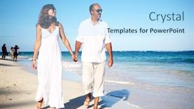  Presentation with resort - Colorful theme enhanced with couple walking on the beach tropical resort vacation backdrop and a light blue colored foreground