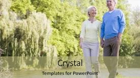  Presentation with old couple walking - PPT layouts enhanced with couple walking outdoors at park background and a mint green colored foreground