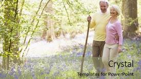  Presentation with walking - Audience pleasing presentation theme consisting of couple walking outdoors with walking backdrop and a mint green colored foreground