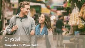  Presentation with hong kong china - Presentation theme enhanced with couple-walking-shopping-in-chinatown background and a coral colored foreground