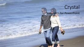  Presentation with walking together - Presentation design having couple-walking-together-on-beach background and a light blue colored foreground