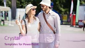  Presentation with walking together - Beautiful PPT theme featuring couple walking together with shopping bags backdrop and a lemonade colored foreground