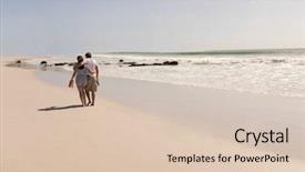  Presentation with romantic beach - Slide deck featuring couple walking with beach footwear background and a lemonade colored foreground