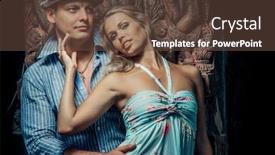  Presentation with asia - Amazing PPT theme having couple-walks-in-a-park backdrop and a tawny brown colored foreground