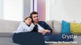  Presentation with living room - Slide deck consisting of couple-watches-tv-together background and a ocean colored foreground