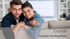 Presentation with living room - Presentation theme consisting of couple-watches-tv-together background and a light gray colored foreground