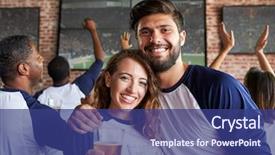  Presentation with sports bar sports bar - Theme consisting of couple watching game in sports background and a ocean colored foreground