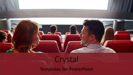  Presentation with movie theater - Slide set enhanced with couple watching movie in theater background and a tawny brown colored foreground