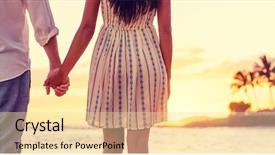  Presentation with hawaiian - Beautiful presentation theme featuring couple watching sunset on hawaiian backdrop and a lemonade colored foreground