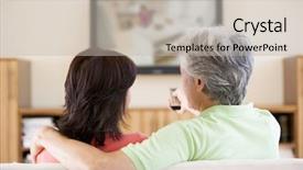  Presentation with television watching - Presentation theme enhanced with couple watching television using remote background and a mint green colored foreground