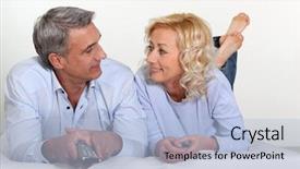  Presentation with television watching - PPT layouts enhanced with couple watching television background and a light blue colored foreground