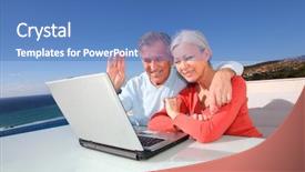  Presentation with senior couple - Theme with couple waving at web-camera background and a teal colored foreground