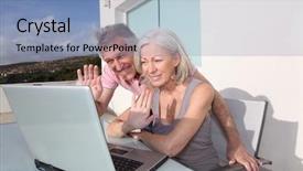  Presentation with cob web spooky - Amazing theme having couple waving at web-camera backdrop and a light blue colored foreground