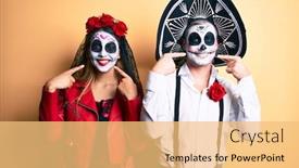  Presentation with day dead - Theme with couple-wearing-day background and a yellow colored foreground