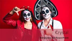  Presentation with day of the dead - Presentation theme featuring couple-wearing-day background and a red colored foreground