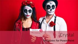  Presentation with day dead - Cool new presentation design with couple-wearing-day backdrop and a red colored foreground