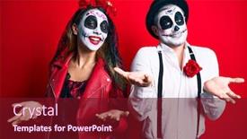  Presentation with day dead - Colorful slides enhanced with couple-wearing-day backdrop and a tawny brown colored foreground