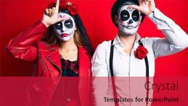  Presentation with day dead - Cool new slides with couple-wearing-day backdrop and a crimson colored foreground