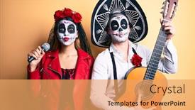 Presentation with day dead - Presentation design having couple-wearing-day background and a yellow colored foreground