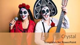  Presentation with day dead - Cool new presentation design with couple-wearing-day backdrop and a yellow colored foreground