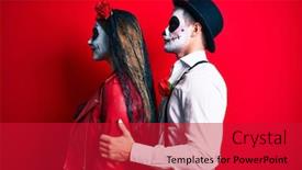  Presentation with day dead - PPT theme with couple-wearing-day background and a crimson colored foreground