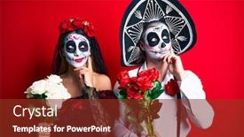  Presentation with hand holding flowers - PPT theme featuring couple-wearing-day background and a tawny brown colored foreground