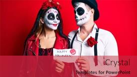  Presentation with day dead - Cool new PPT theme with couple-wearing-day backdrop and a red colored foreground