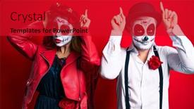  Presentation with day dead - Theme with couple-wearing-day background and a crimson colored foreground