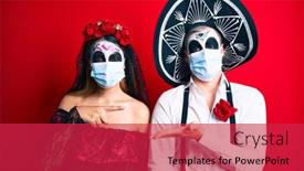  Presentation with day dead - Colorful slides enhanced with couple-wearing-day backdrop and a red colored foreground