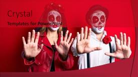  Presentation with day dead - PPT layouts consisting of couple-wearing-day background and a crimson colored foreground