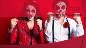  Presentation with day dead - Colorful presentation enhanced with couple-wearing-day backdrop and a red colored foreground