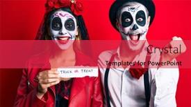  Presentation with day dead - PPT theme with couple-wearing-day background and a red colored foreground