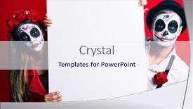  Presentation with day dead - Colorful PPT theme enhanced with couple-wearing-day backdrop and a sky blue colored foreground