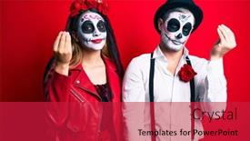  Presentation with day dead - Cool new PPT theme with couple-wearing-day backdrop and a red colored foreground