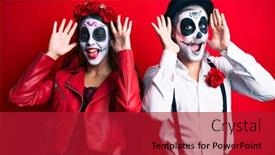  Presentation with day dead - Colorful slide deck enhanced with couple-wearing-day backdrop and a crimson colored foreground